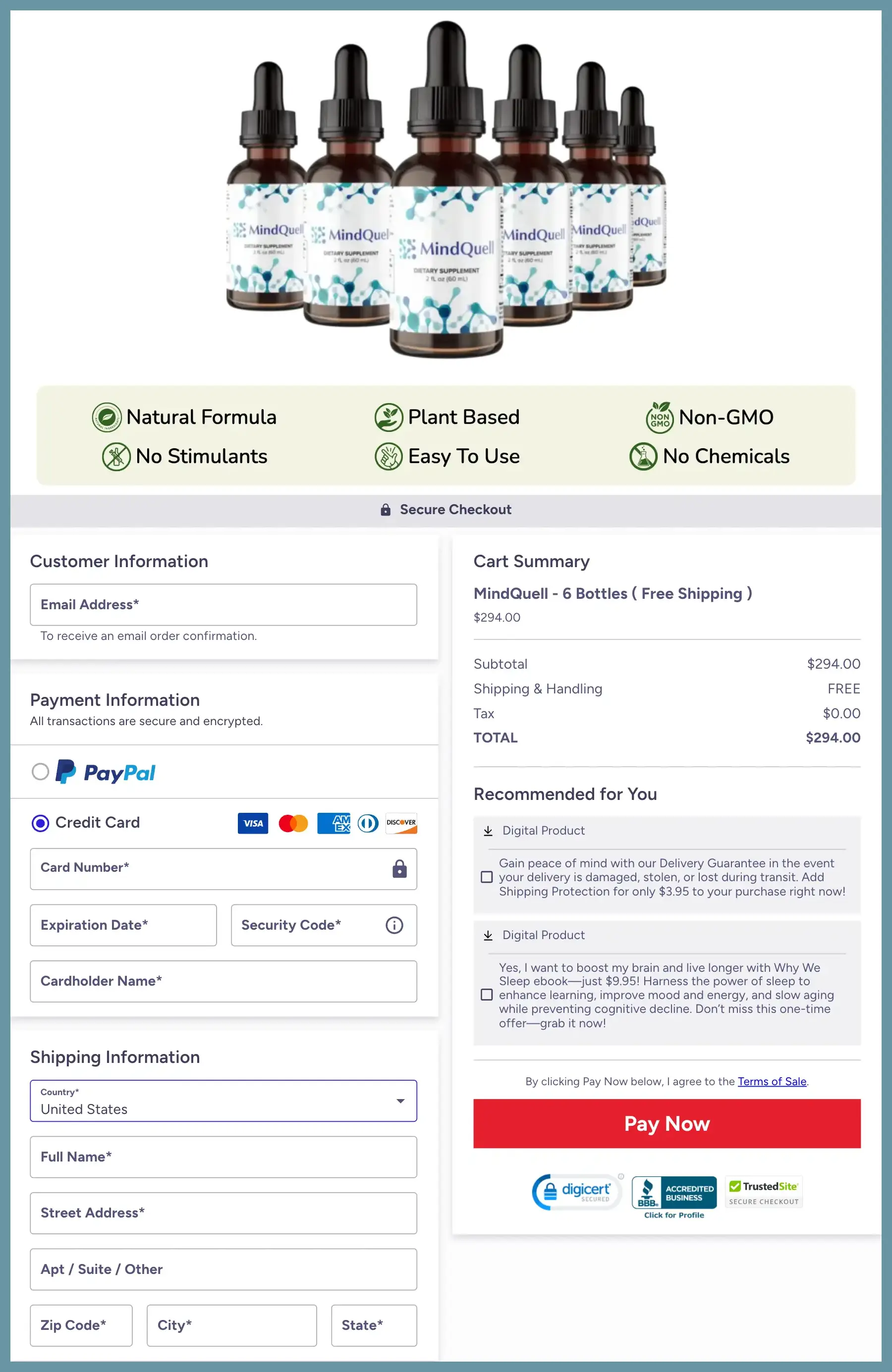 MindQuell Official Website Secure Order Page